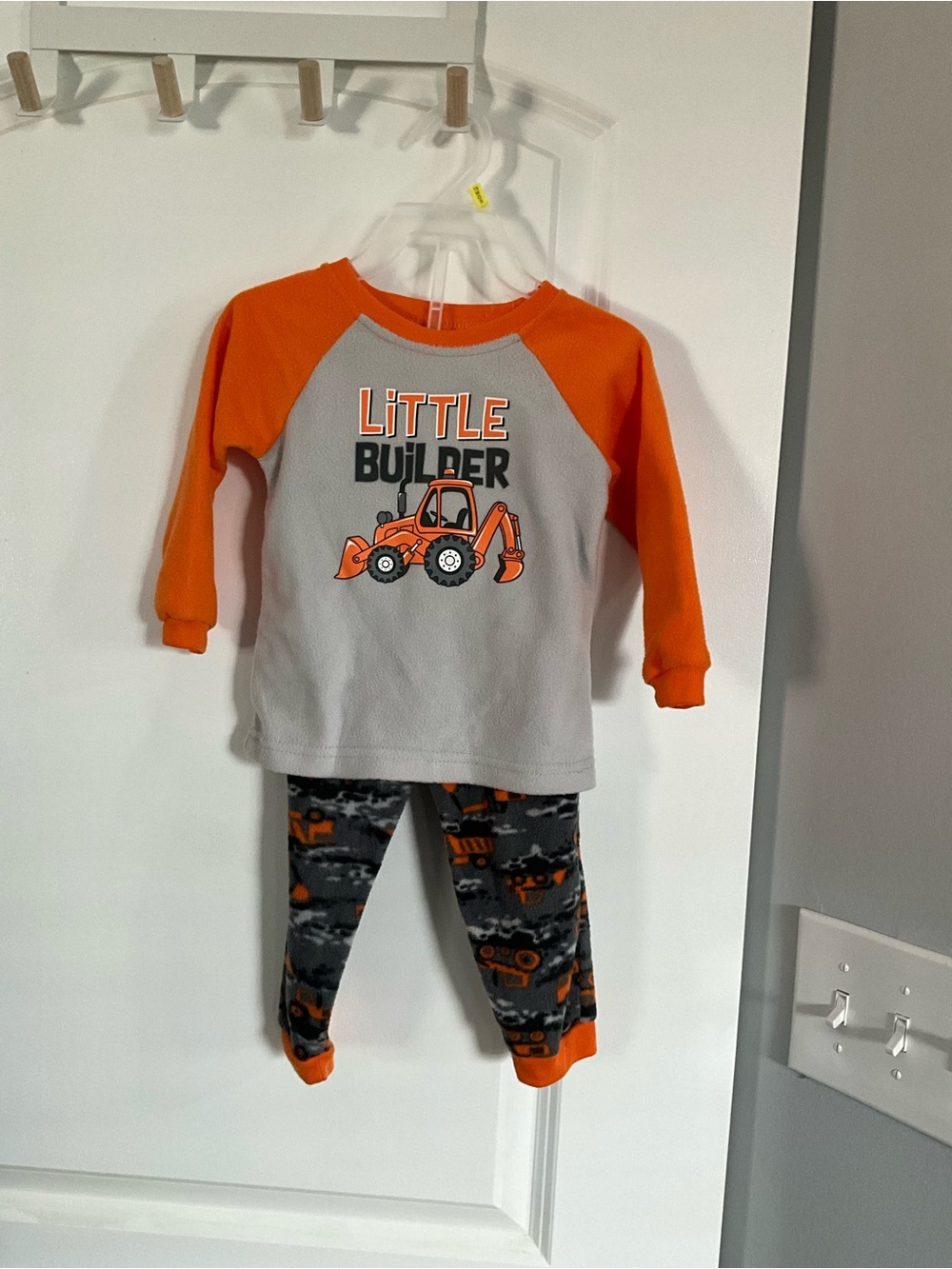 Kidgets Orange & Gray "Little Builder" Pajama Set